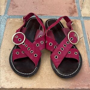 Gerard Darel Red Suede Grommet Sandals